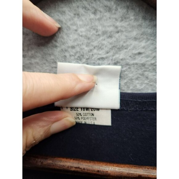 Bobbie Brooks Womens Navy Blue Animal Print T-Shirt Size 18W/20W Made In USA 50% - Picture 3 of 4